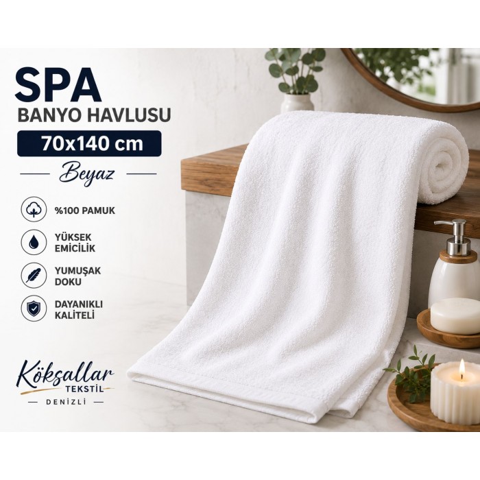 SPA Banyo Havlusu 70x140 cm Beyaz